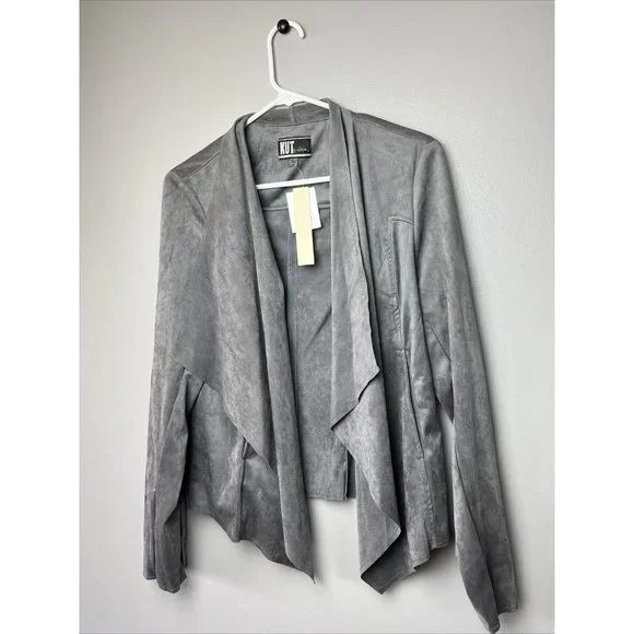 KUT from the Kloth Tayanita Faux Suede Drape Jacket, Grey, Size XL - ($88) - Picture 7 of 7